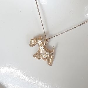 Vintage 14K solid yellow gold Scottie necklace